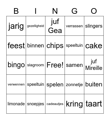Juffendag Bingo Card