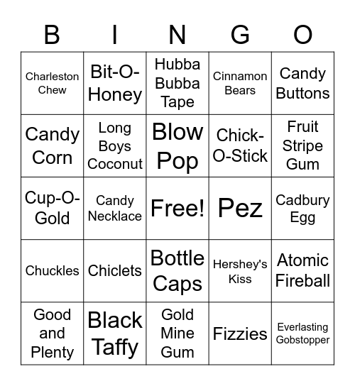 47- Candy Bingo Card
