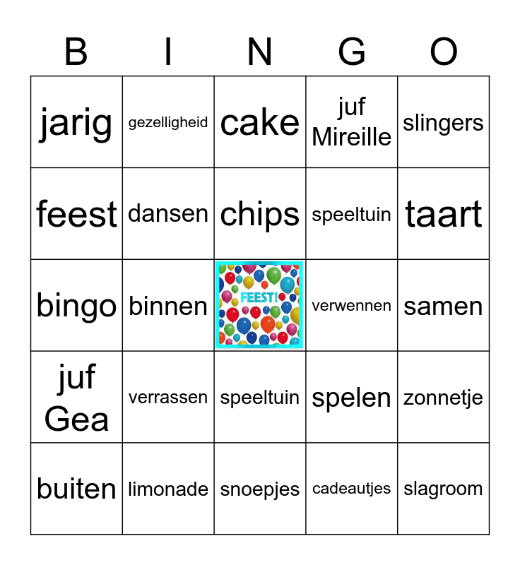 Juffendag Bingo Card