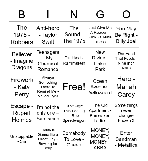 Spring 2023 Music Bingo2 Bingo Card