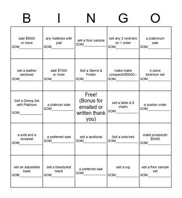 January-furniture fungo Bingo Card