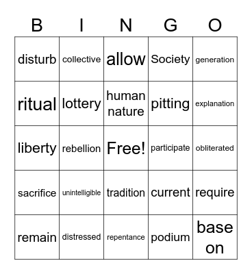 Workshop 3: Life in Dystopia Bingo Card