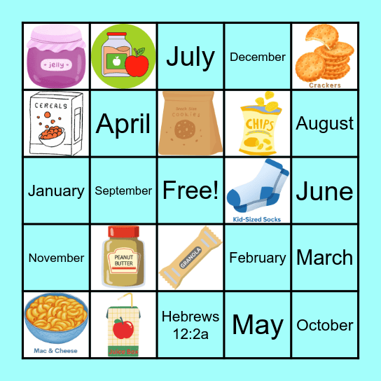 Food Bank BINGO Card