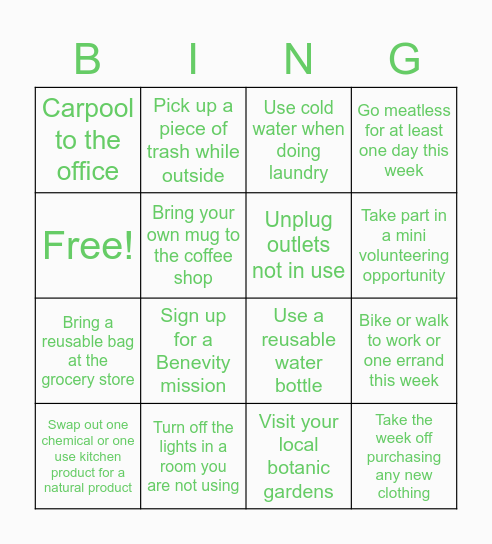 Earth Day Bingo! Bingo Card