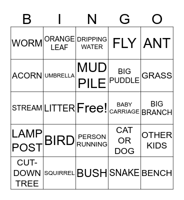 Cretella Nature Walk Bingo! Bingo Card