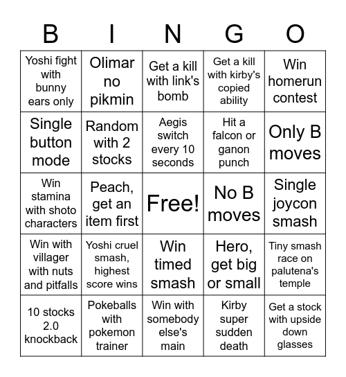 smash bingo Card