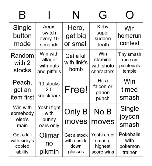 smash bingo Card