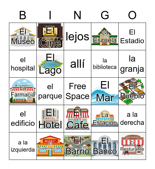 Spanish Places Bingo Card