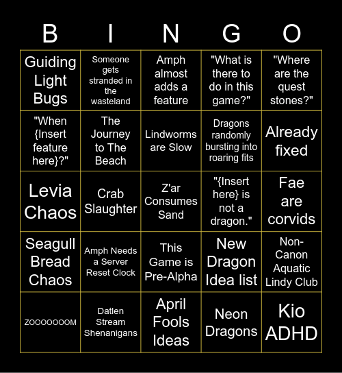 Draconia Bingo Card