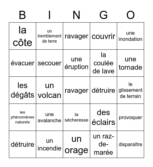 F3 Chap 7  Voc  1 Bingo Card