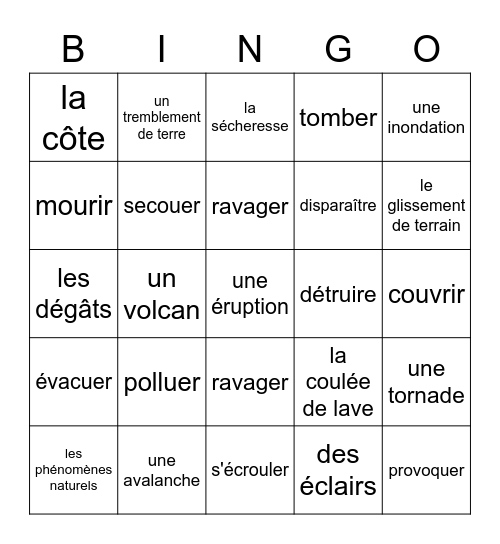 F3 Chap 7  Voc  1 Bingo Card