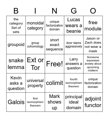 MATH 3710 Bingo Card