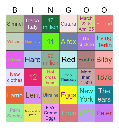 P&S Connect Easter Bingo Card