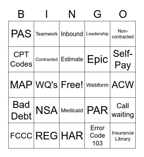 FCCC Bingo Card