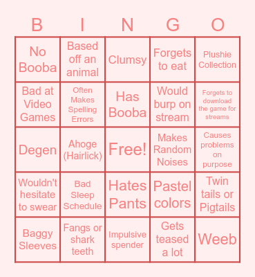 Gremlin Vtuber Bingo Card