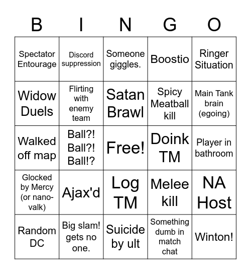 Scrims Bingo Card