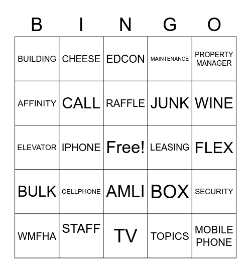 TAPAS & TOPICS Bingo Card