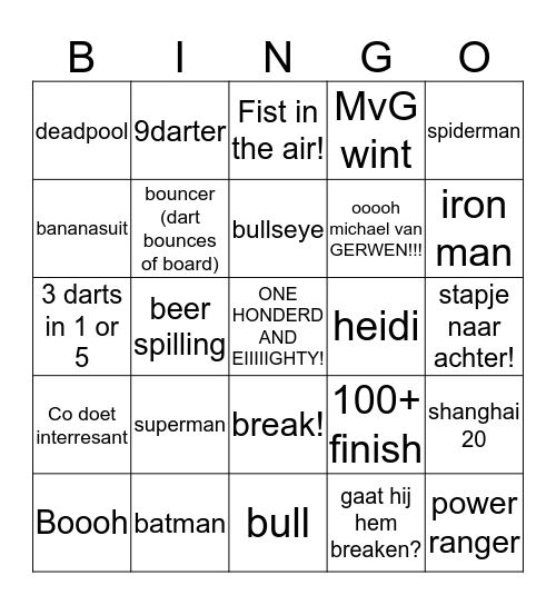 Darts/dressed up bing Bingo Card