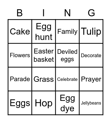 Easter Bingo Card