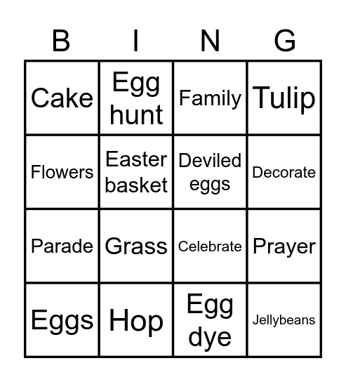 Easter Bingo Card