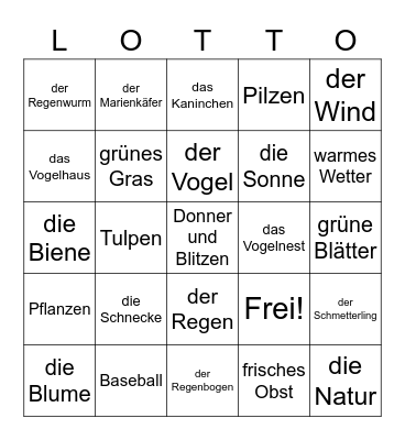 Frühling Bingo Card