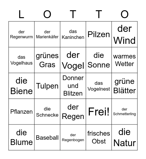 Frühling Bingo Card