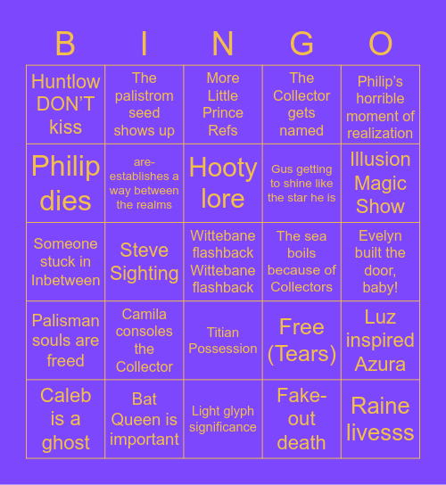 Watching and Dreaming Bingo Card