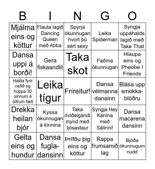 Gæsa Bingó! Bingo Card
