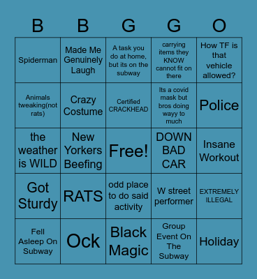 ONLY IN NEW YORK Bingo Card