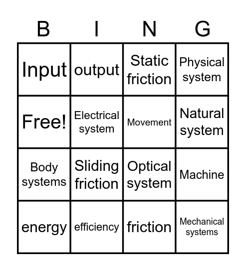 efficiency Bingo Card