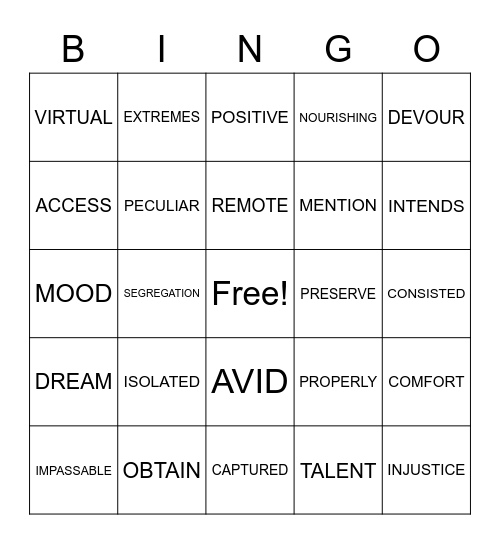 ESL 3 Bingo Card