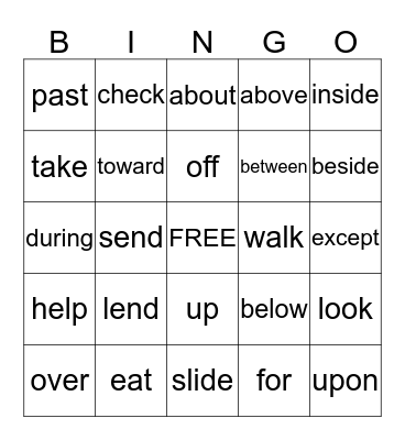 Grammar BINGO Card