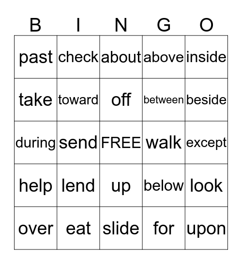 Grammar BINGO Card