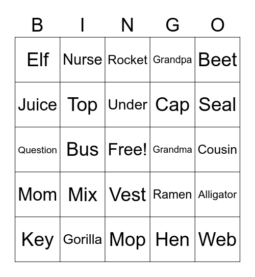 C4 Book E Lesson 1 Bingo Card