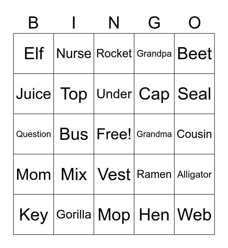 C4 Book E Lesson 1 Bingo Card