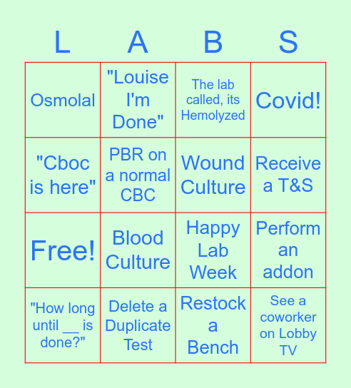 Lab Week 2023 Bingo Card