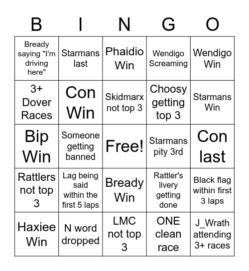 RRL April Season Bingo Card