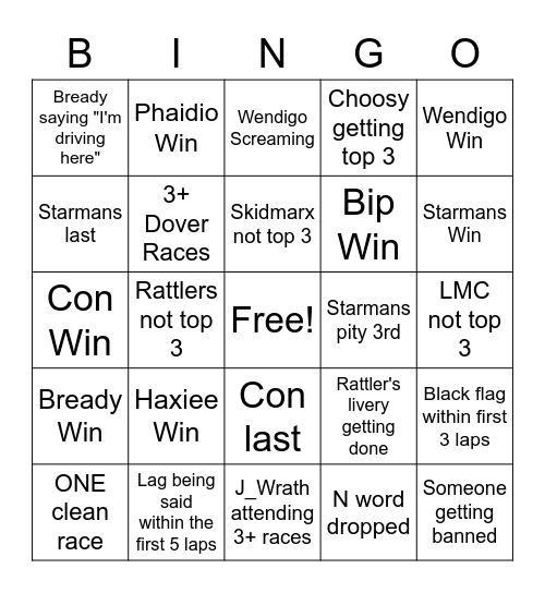 RRL April Season Bingo Card