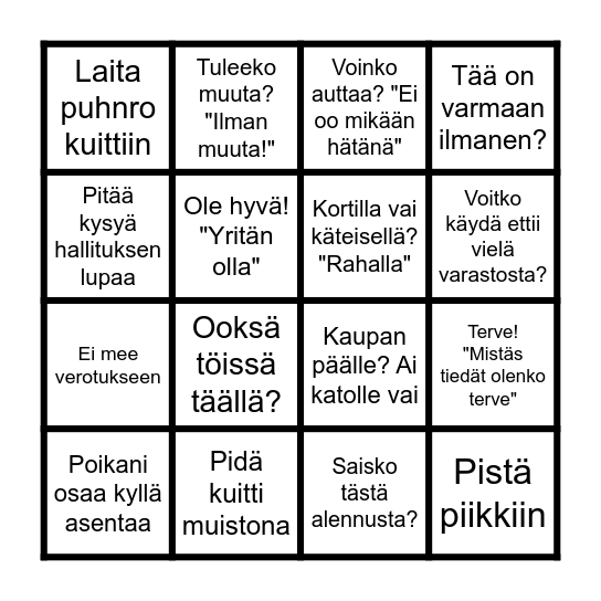 MYYMÄLÄBINGO Card