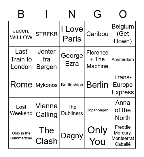 Take a Tour of Europe Bingo Card