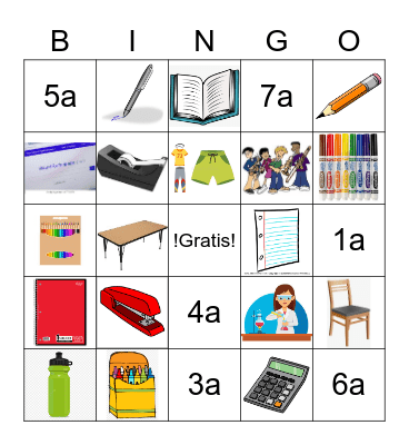 La escuela Bingo Card