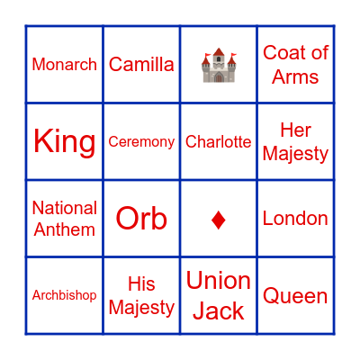 Coronation Bingo Card