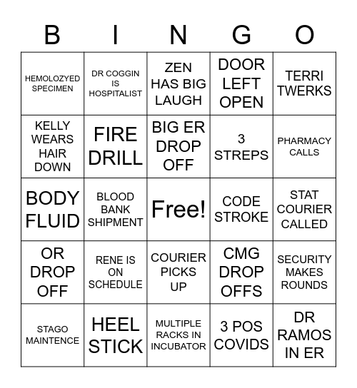 LAB Bingo Card