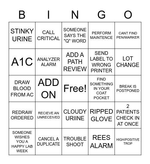 Lab Week Bingo Card