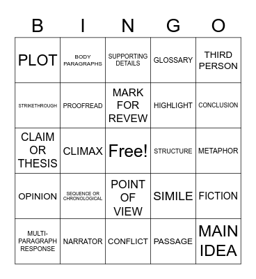 READING BINGO Card
