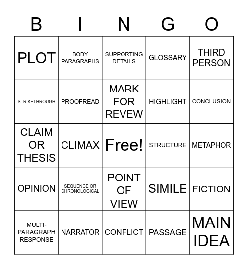 READING BINGO Card