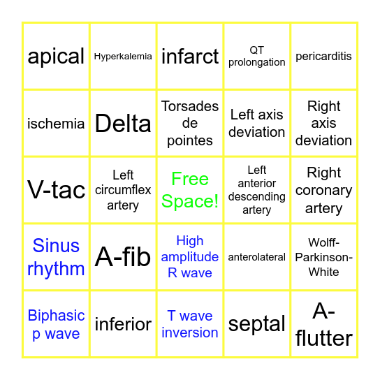 ECG Bingo Card