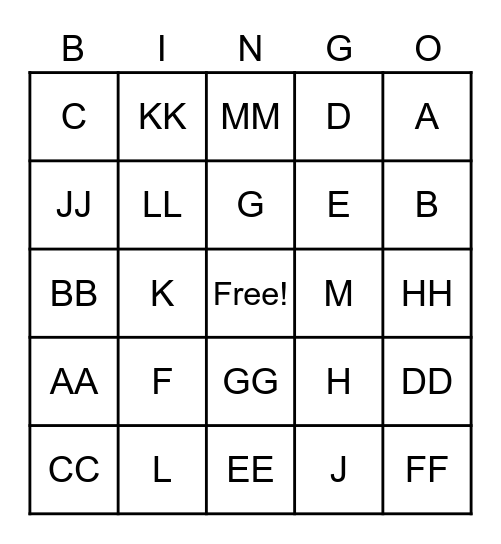 Real Numbers Bingo Card