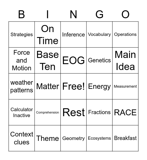 EGO BINGO Card