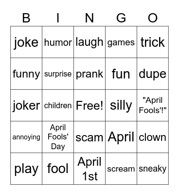 April Fools' Bingo Card